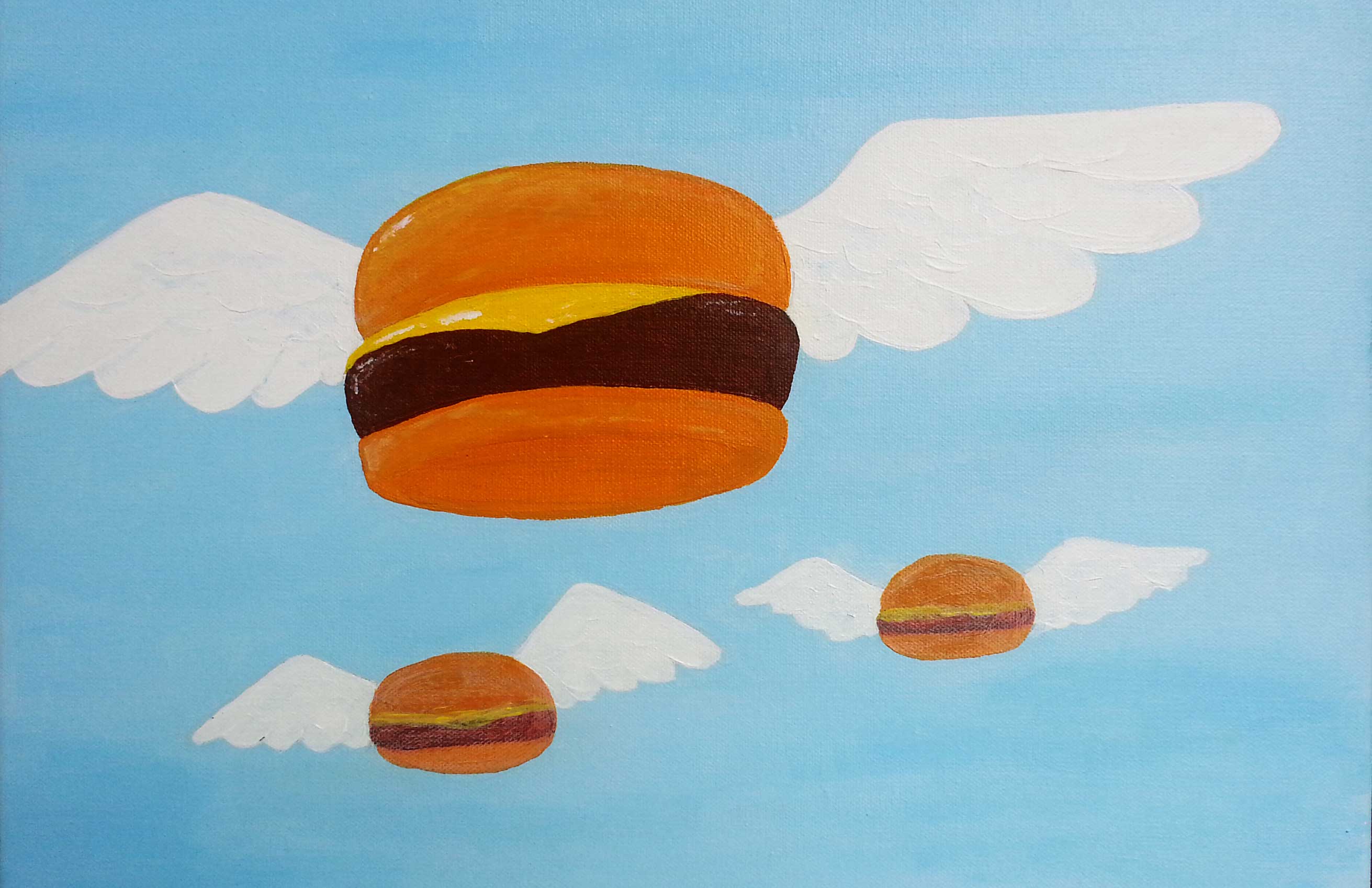 Bob's Burgers Flying Burger Fanart Painting - jasey crowl draws