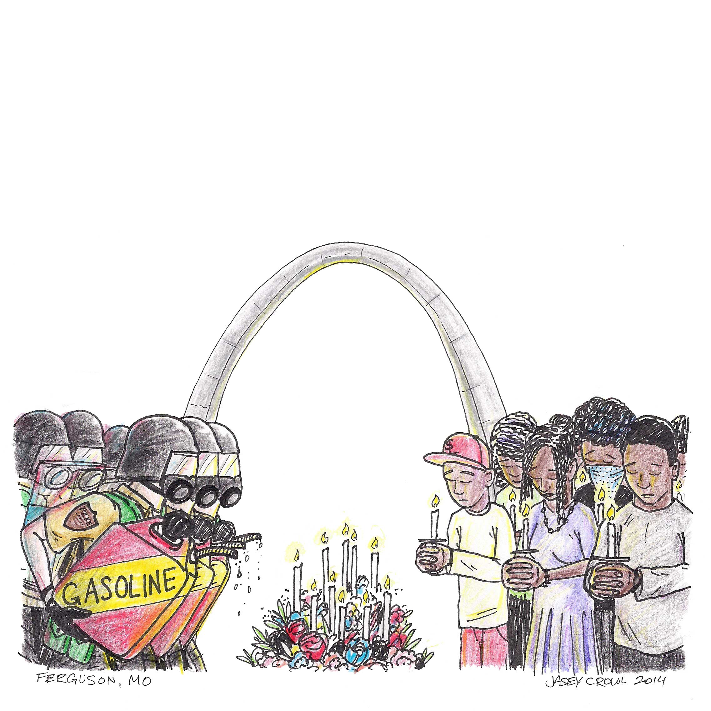 Ferguson 2014 political cartoon - Jasey Crowl Draws