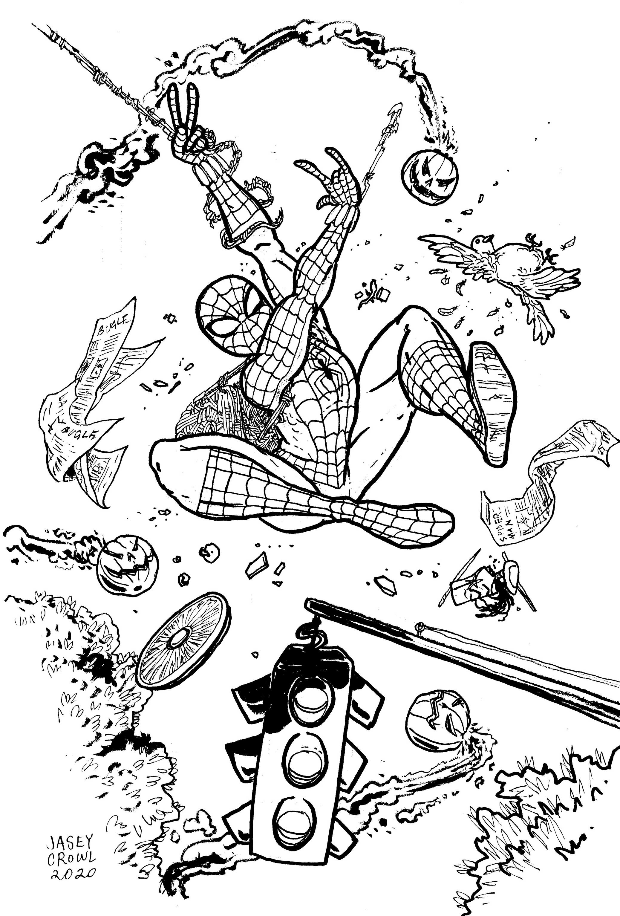 sketchbooks 01 spiderman ink - Jasey Crowl Draws